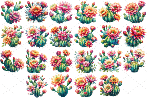 Download Cactus Bloom Watercolor Clipart Bundle - Bloom Collection