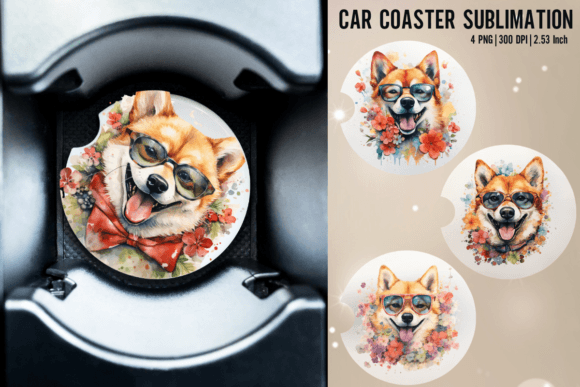 Download Shiba Car Coaster Sublimation Designs - Coaster sublimation designs Collection