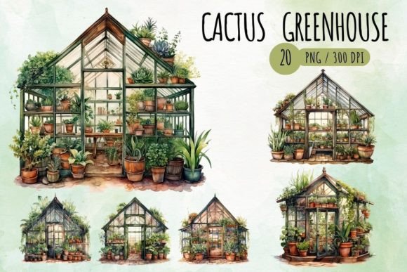 Download Watercolor Cactus Greenhouse Sublimation - Watercolor cactus Collection