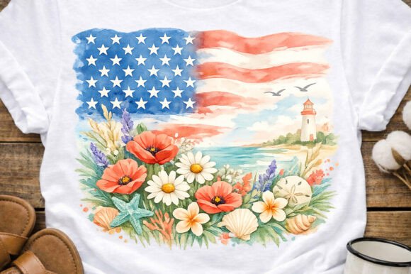 Download Patriotic Coastal Bloom Watercolor PNG - Bloom Collection