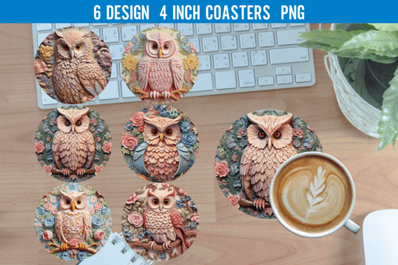 Download 3D Owl Round Coaster Sublimation Designs - Coaster sublimation designs Collection
