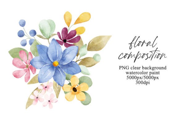 Download Watercolor Flowers, Floral Composition. - Premium Resources