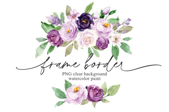 Download Frame Border, Violet Watercolor Flowers. - Premium Resources